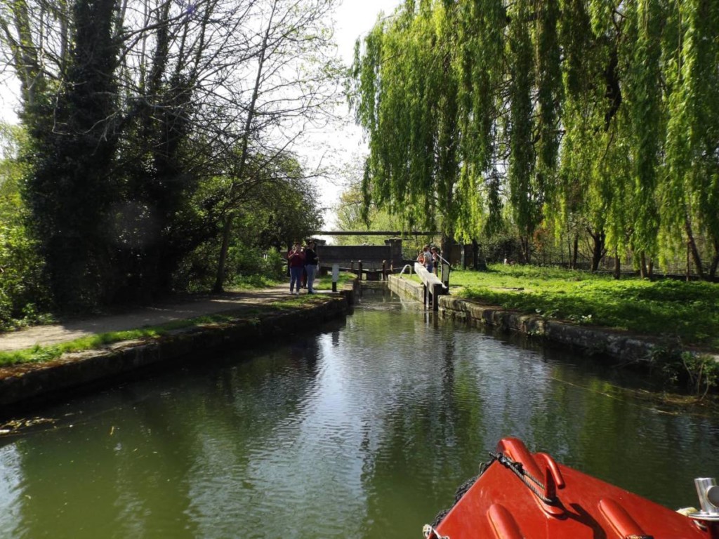 The Little Trip Boat looking out towards a canal lock