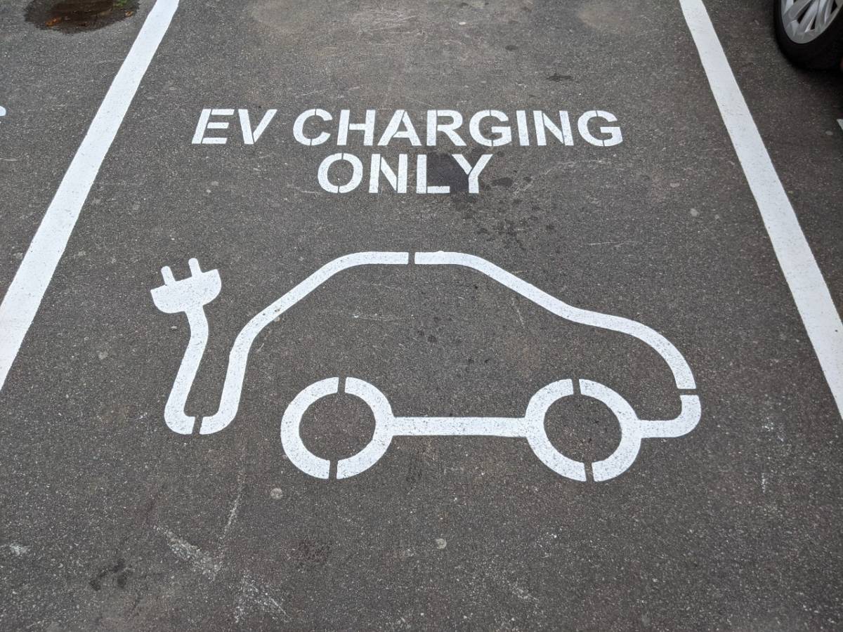 EV charging markings on car park space