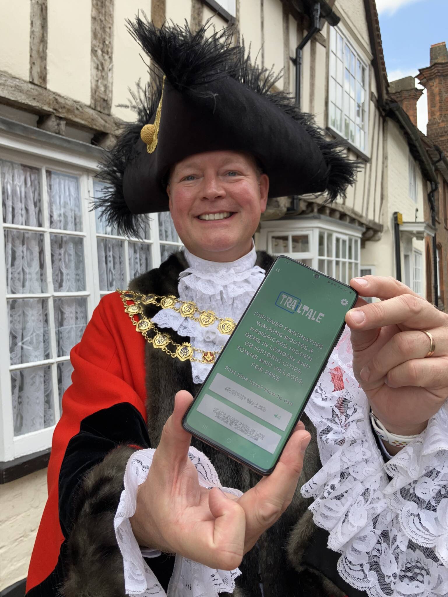 Town Mayor with Heritage Trail app